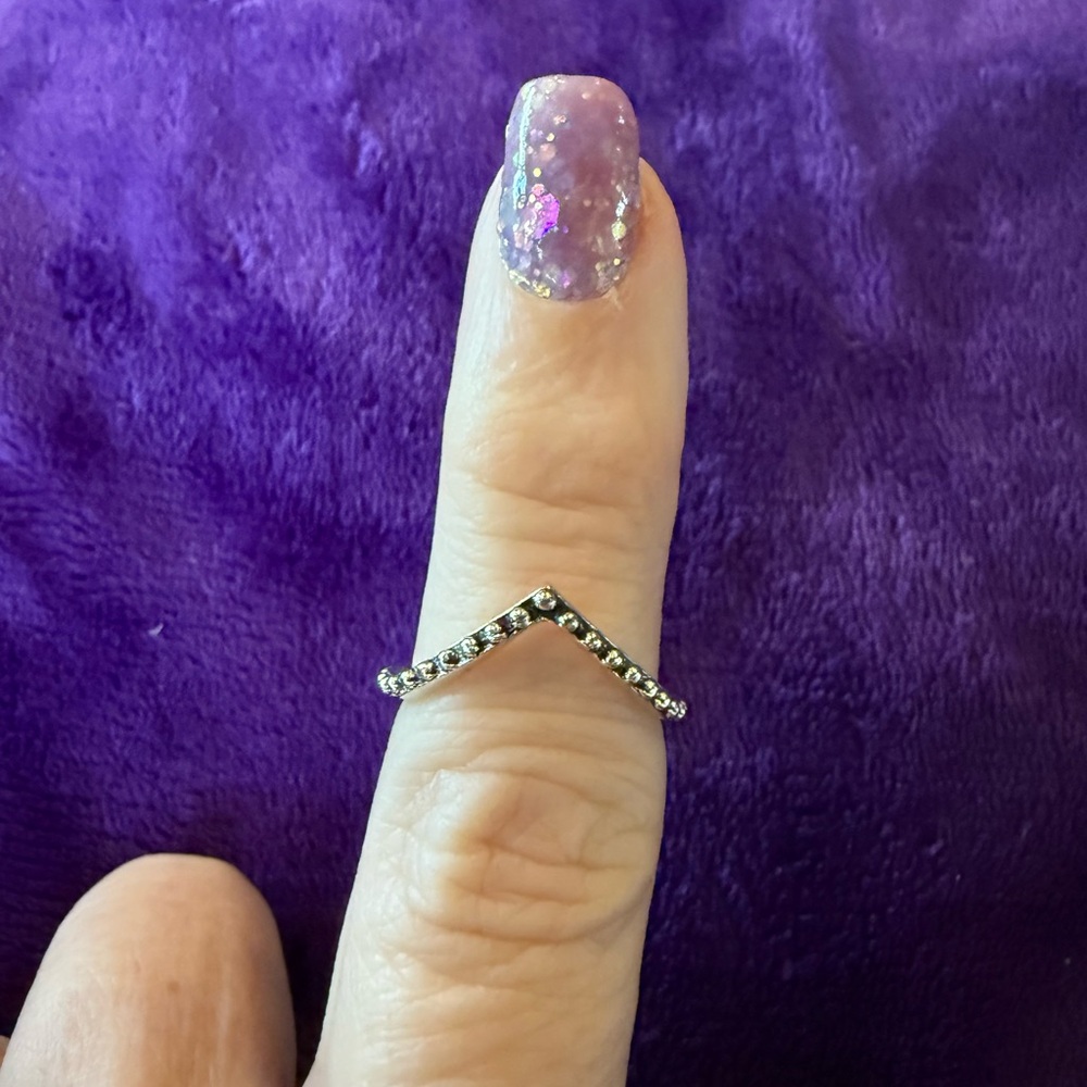 Silver Tone Chevron Ring